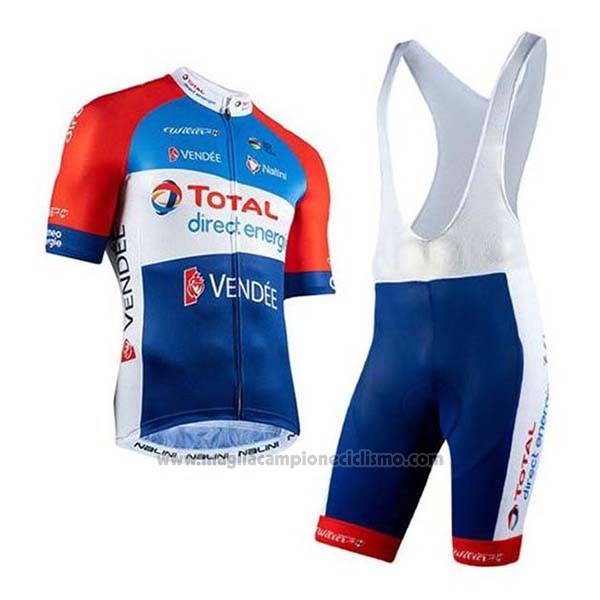 2020 Abbigliamento Ciclismo Direct Energie Rosso Blu Bianco Manica Corta e Salopette